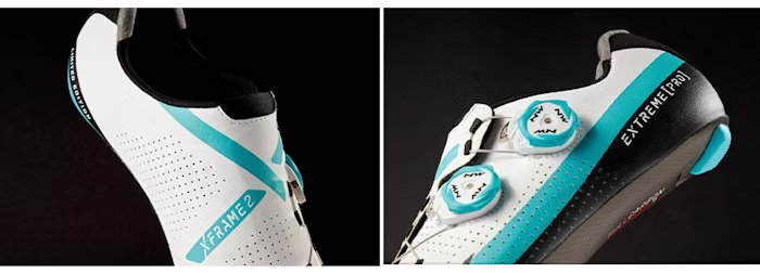 White Northwave road cycling shoes, close-up